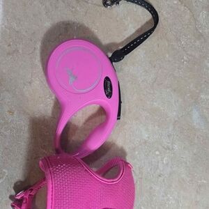 Pink Retractable Dog Leash and Harness